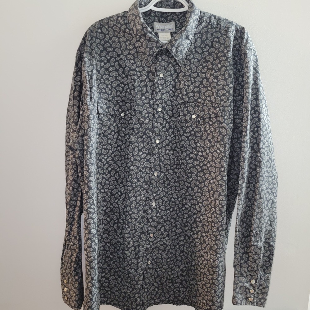 Wrangler Wrancher Long Sleeve Pearl Snap Button Up Men's Size 2XLT Tall Paisley